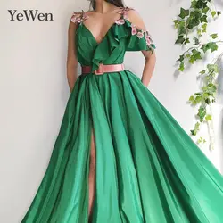 2019 зеленое вечернее платье, вечерние платья, длинные элегантные вечерние платья принцессы, сексуальные арабские вечерние платья