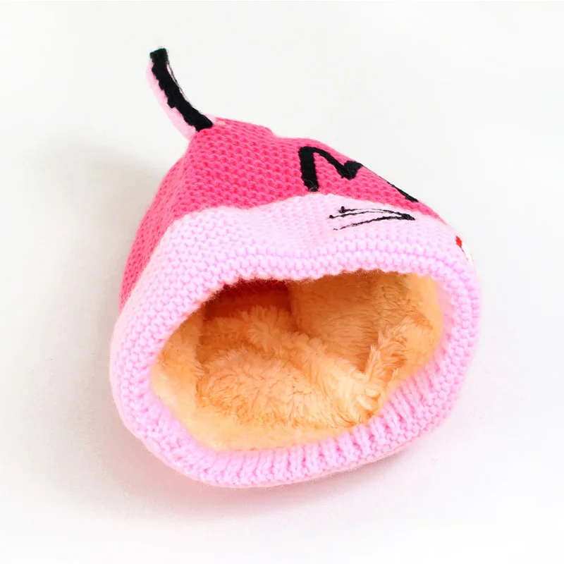 Cartoon Knitting Baby Winter Hat Velvet Warm Baby Boys Beanie With Cat Ears Crochet Pattern Infant Beanie For Baby Girls New (9)