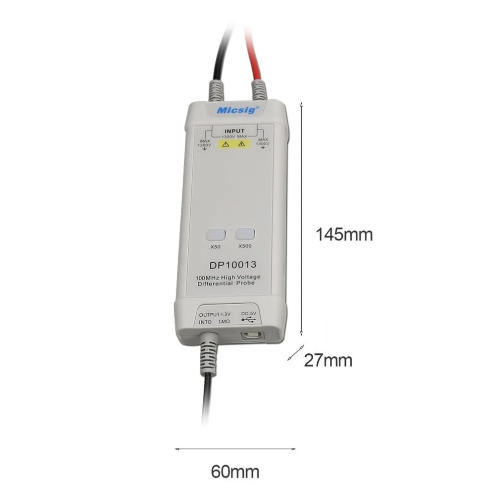 DE RU Micsig осциллограф 1300 в 100 МГц высокого дифференциал напряжения зонд комплект 3.5ns время подъема 50X/500X скорость затухания DP10013