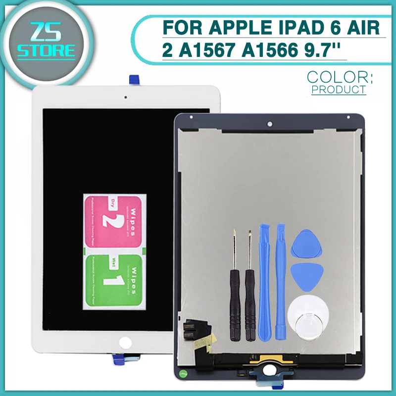 

LCD touch panel For Apple iPad 6 Air 2 A1567 A1566 9.7'' LCD Display Touch Screen Digitizer Panel Assembly Replacement with tool