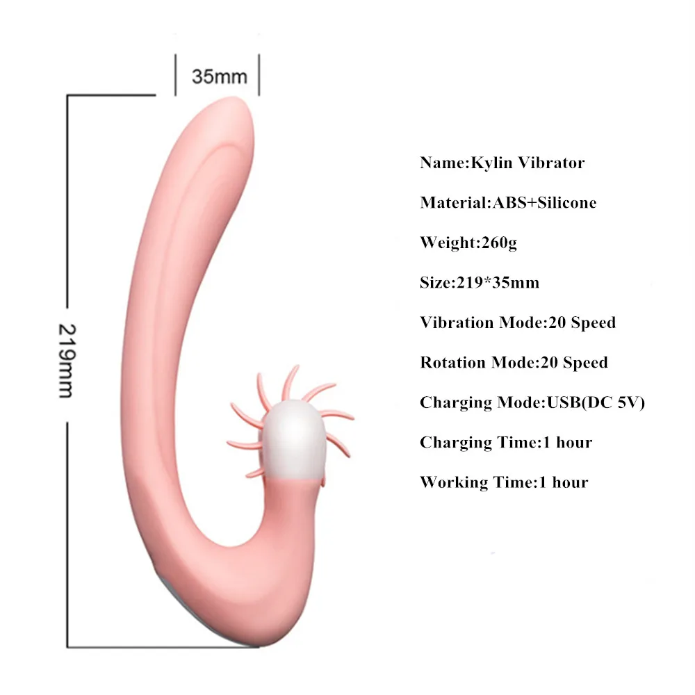 20 Speed Famale Kylin Vibrator Rotating Heating Tongue G Spot Dildo Clitoris Stimulator USB Adult Sex Toys for Women Masturbator (9)