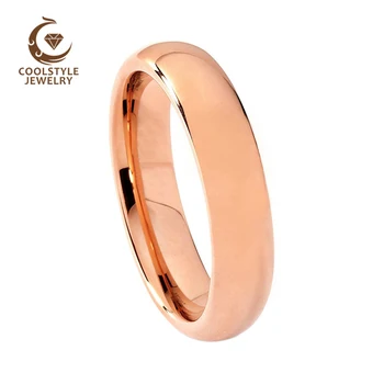 

6mm Mens Womens Wedding Band Rose Gold Tungsten Ring Dome Band Shiny Polished Comfort fit