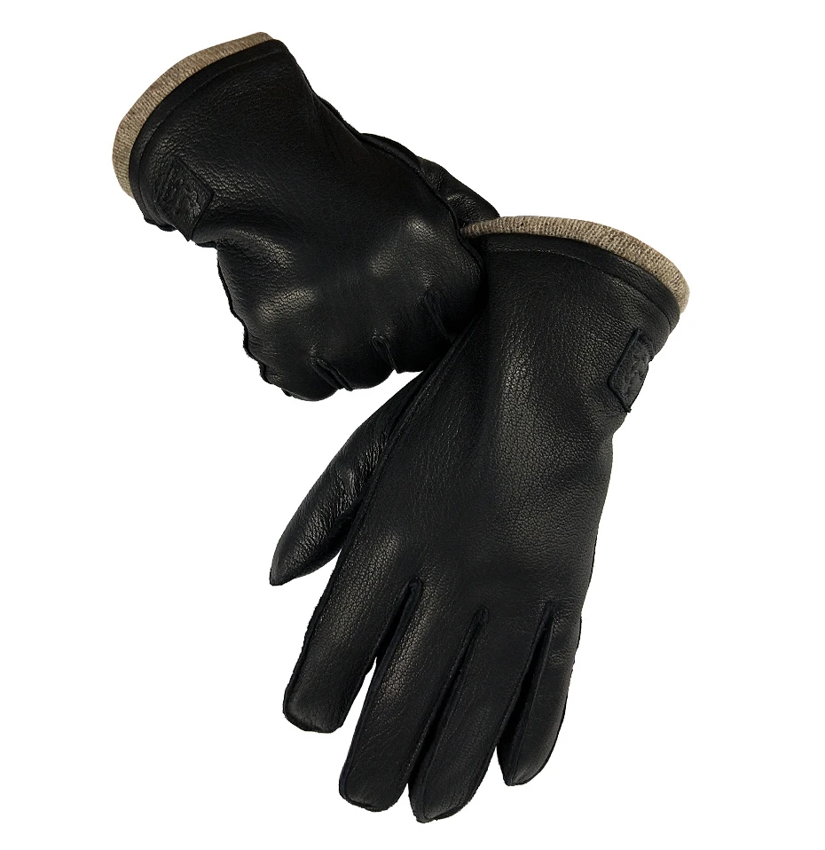 CHING YUN New best selle Winter man deer skin leather gloves warm soft external suture gloves 70% wool lining large size glove men's waterproof gloves