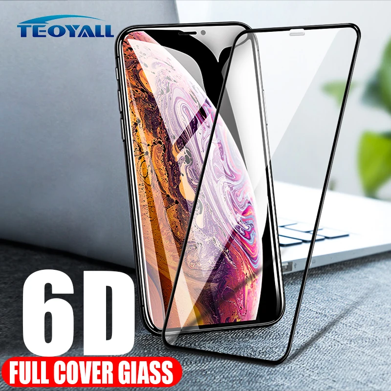 

TeoYall Full 6D For iPhone XS MAX Tempered Glass Screen Protector For iPhone X XR XS 10 Protective Glass Edge Curved Cover Film