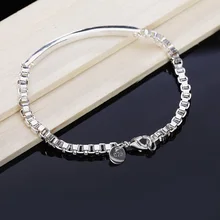 LJ& OMR женские и мужские браслеты оптом, Серебристый браслет 925 модные серебряные ювелирные изделия коробка костяный браслет(Размер: 4 мм, 20 см