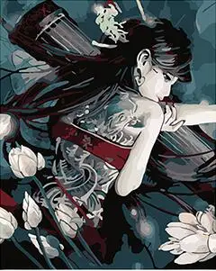 

MaHuaf-W474 young lady coloring by numbers DIY digital Hand-painted canvas painting for home decor