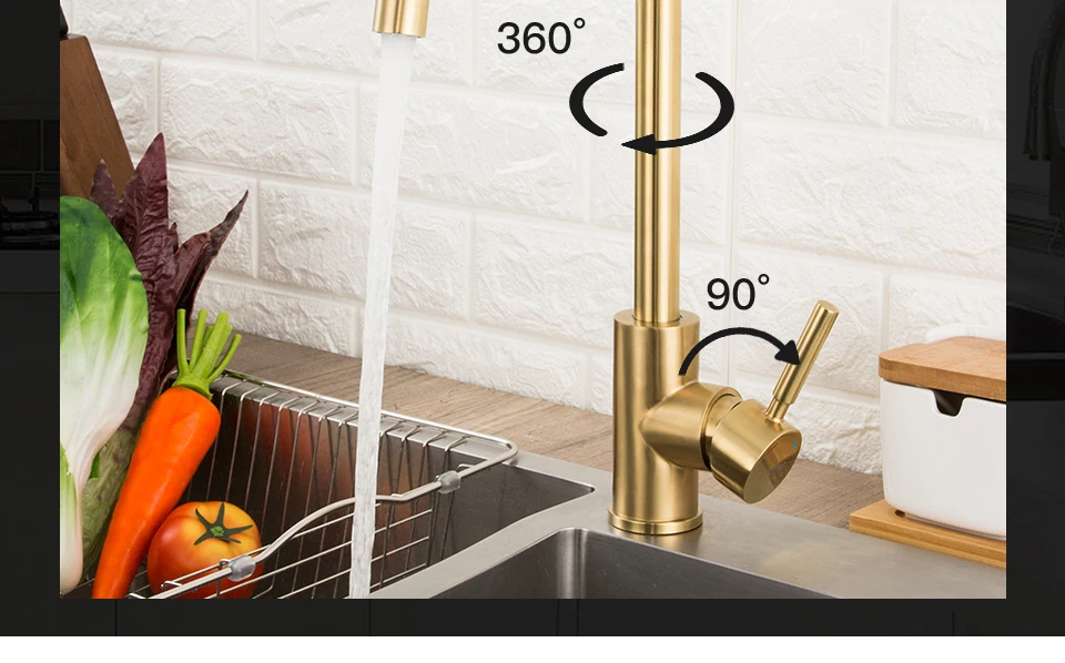 GAPPO kitchen faucet Brushed gold kitchen mixer tap stainless steel water taps deck mounted kitchen waterfall sink faucet