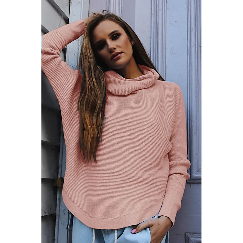 Vintage Turtleneck Sweater Women Knitting Irregular Pullover Winter Long Sleeve Knitted Sweater Jumper Casual Pull Femme 201703