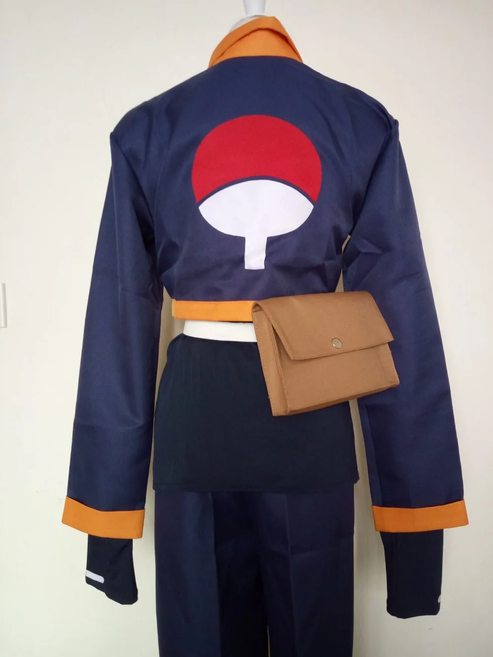 Naruto: Uchiha Obito | Black & Orange Akatsuki Outfit PU Leather Cosplay Costume Set 25 Obito Uchiha Gloves and PU Leather Details