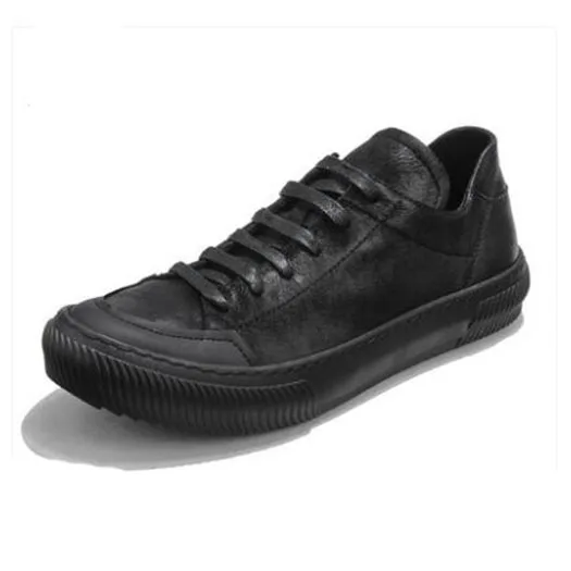 Скейт дизайнерская обувь для мужчин Высокое качество резиновая Роскошная зеленая подиумная Повседневная брендовая натуральная кожа черные кроссовки на шнуровке - Цвет: Черный