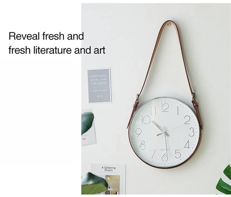 Baffect настенные часы с кожаным ремешком 11,8 дюймов круглые часы в скандинавском стиле настенные часы домашний декор для гостиной бара офиса магазина