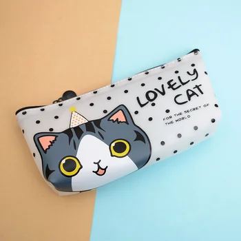 

Cute Kawaii Jelly Glue Pencil Case Lovely Cartoon Cat Pencil Bag For Kids Gift School Supplies Stationery