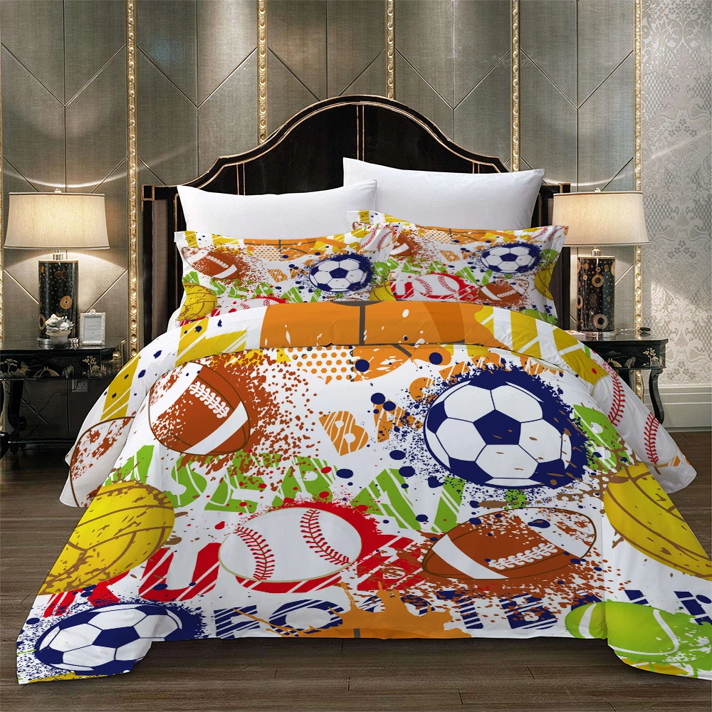 3D Sports Ball Bedding Duvet Cover With Pillowcases Twin Full Queen