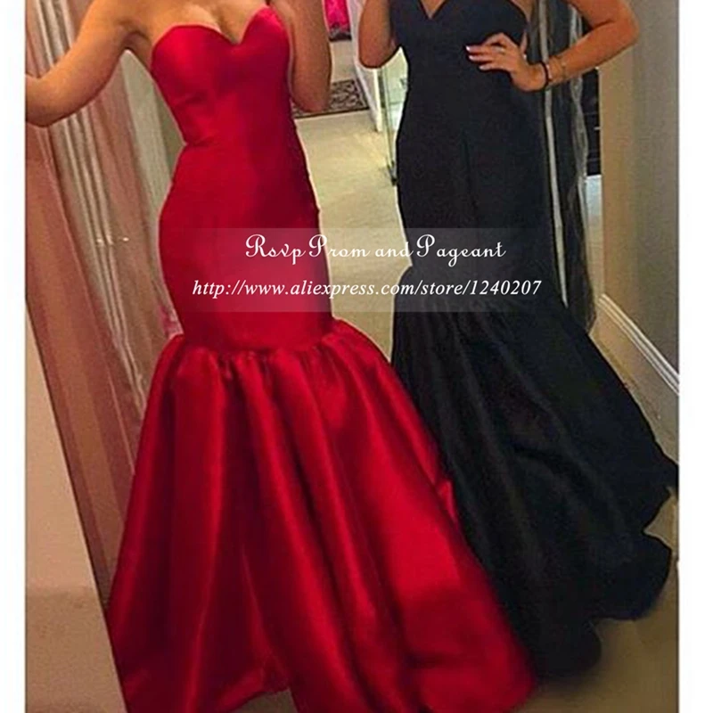 Red Black Long Elegant Prom Dresses 2017 Sweetheart Neck Off The Shoulder Floor Length Mermaid Prom