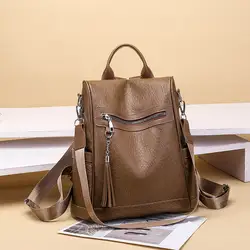 Для женщин девочек большой Ёмкость из искусственной кожи Повседневное рюкзак двойной плечевая сумка школьные портфели