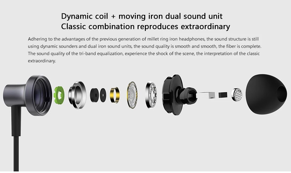 Оригинальные наушники Xiao mi Hybrid Pro 2, наушники-вкладыши mi 2, гибридная технология с двумя драйверами, проводное управление с mi c QTEJ03JY