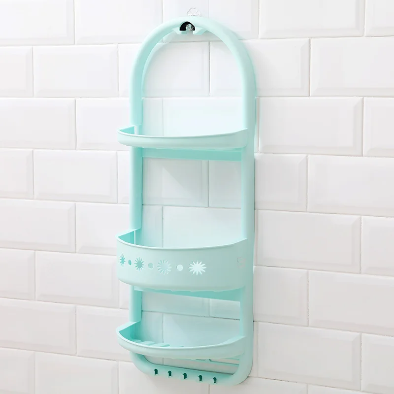 Настенный стеллаж для ванной комнаты, кухонный стеллаж для хранения, для спальни, гостиной, стеллаж для хранения, для холодильника, 3 слоя, отделочная полка wx8131621 - Цвет: Небесно-голубой