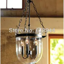 Американский кантри Стекло подвесной светильник для Обеденная светильник, кованые Сельский под старину Винтаж Открытый Подвесные Светильники