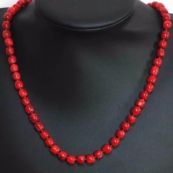 

Natural red coral irregular tube barrel beads choker 8x11mm 11x15mm high grade fashion women chain necklace 20inch B1503
