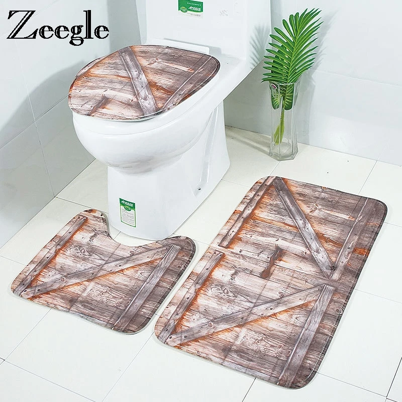Zeegle Toilet Mat 3Pcs Bathroom Carpet Absorbent Floor Mats Bath Rugs Non-slip Shower Room | Дом и сад