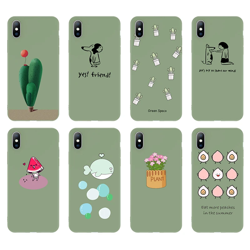 

Moskado Soft TPU Ultrathin Phone Cases For iphone 8 7 6 6S XS Max XR X Green Cactus Flower Fashion Style Chic Case Cover Shells