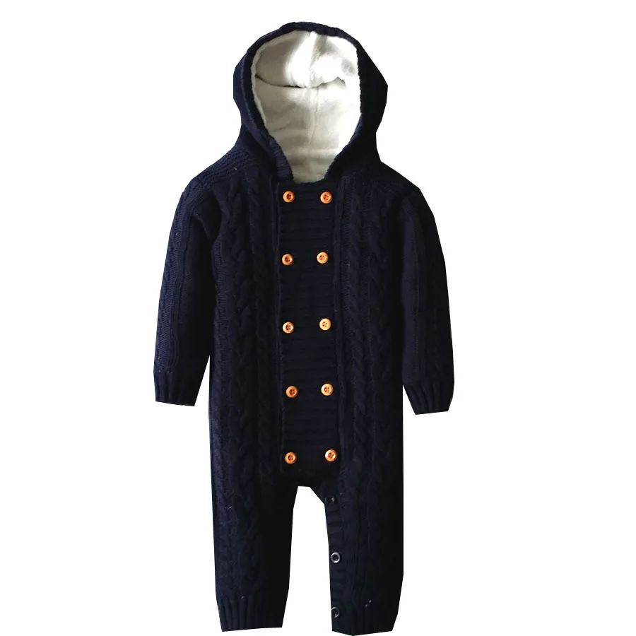 Зимний бархатный Детский комбинезон с капюшоном; комбинезон для маленьких девочек; Модная одежда для новорожденных мальчиков; Одежда для младенцев; костюм для малышей - Цвет: Navy