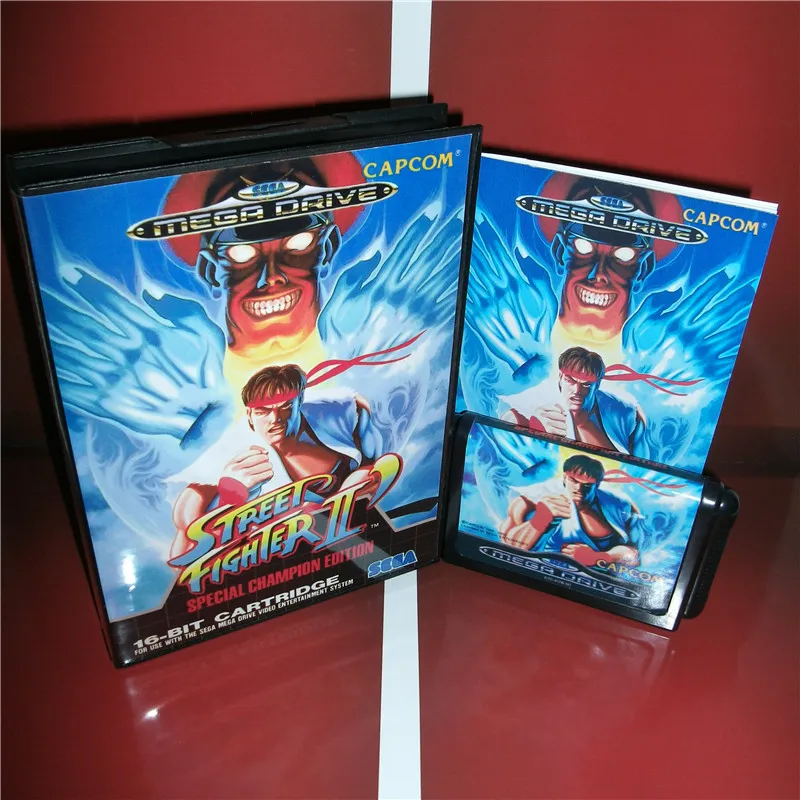 

Street Fighter 2 EU Cover with box and manual For Sega Megadrive Genesis Video Game Console 16 bit card