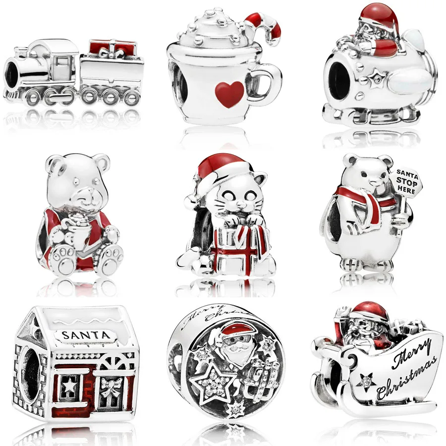 

2018 Christmas New Style Charm 925 sterling silver Christmas Polar Bear Charm Fit Original pandora bracelet Charm DIY jewelry