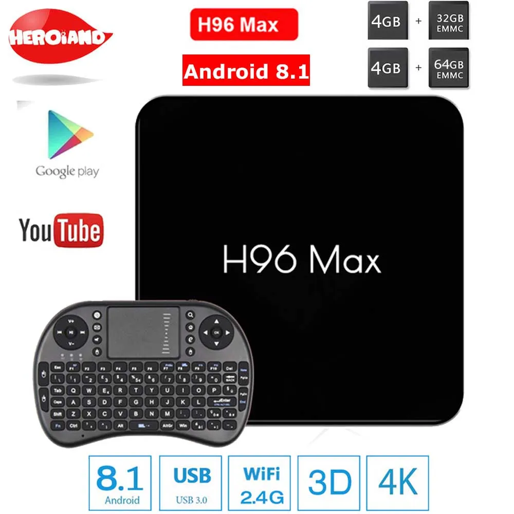 

4GB 32GB 4GB 64GB Smart Tv Box Android 8.1 H96MAX X2 Amlogic S905X2 Quad Core 2.4G&5.8G Wifi USB 3.0 4K H96 MAX X2 Set Top Box
