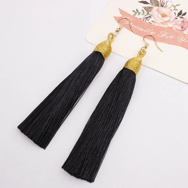 

2018 New Fashion Tassel Earrings Boho Bohemian Long Exaggerated 12 Colors Fringe Dangling Earrings For Women Wholesale