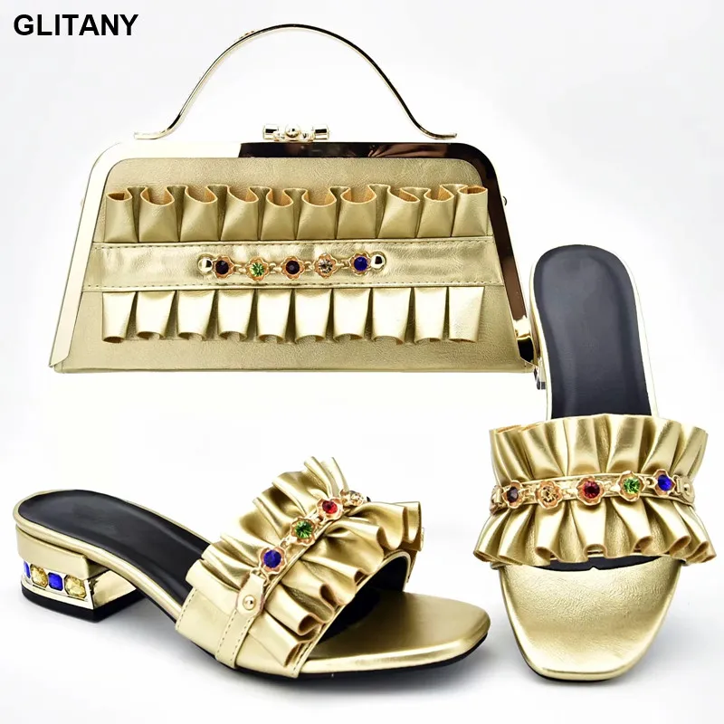

New Ladies Shoes with Matching Bags Set with Rhinestone Italian Shoe and Bag Set for Party In Women Plus Size Shoes Women Heel