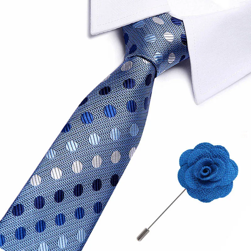 Новая мода 7,5 см тонкий галстук мужской 7,5 см набор шелковых галстуков синий зеленый фиолетовый желтый серый красный свадебный Одноцветный галстук Бесплатные броши - Цвет: L76