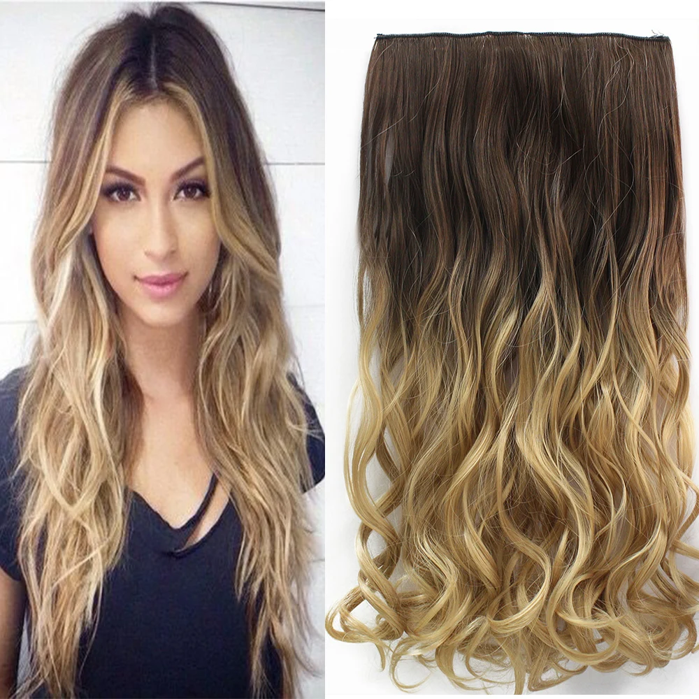 Allaosify 24 "вьющиеся 3/4 Full Head клип в пряди волос чёрный; Коричневый Блондинка натуральным синтетическим одна деталь для человеческие волосы