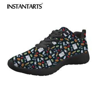 

INSTANTARTS Cute Men's Sneakers 3D Cartoon Book Lovers Print Flats Shoes Spring Brand Designer Student Boy Lace Up Casual Shoes
