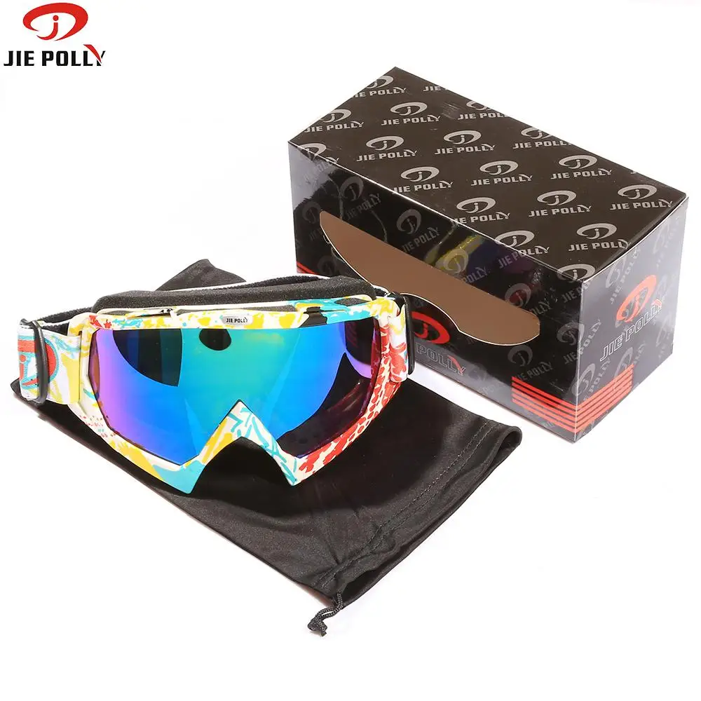 Jiepolly نظارات التزلج التزلج الثلوج على الجليد نظارات الثلج النظارات الشمسية الرجال النساء متعددة اللون عدسة التزلج نظارات مكافحة الضباب