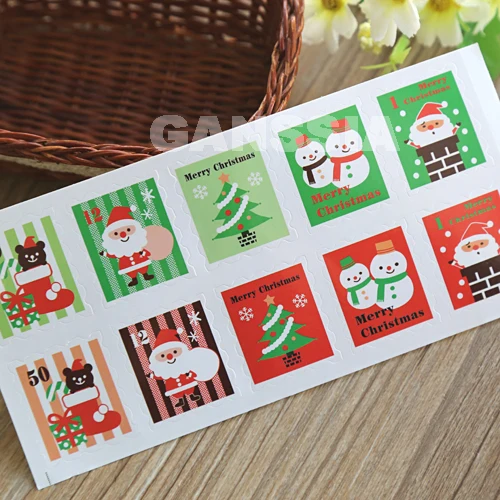 

100pcs/lot Cute Christmas Series Seal Stickers Stamp Design Kawaii Gift Sticker (ss-1341)