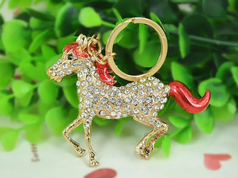 T Horse Red Keyring Fashion Beauty 18K Gold Plated Rhinestone Crystal Charm Jewellery Women Bag Pendant Car Key Chain Gift T Horse Red Keyring Fashion Beauty 18K Gold Plated Rhinestone Crystal Charm Jewellery Women Bag Pendant Car Key Chain Gift