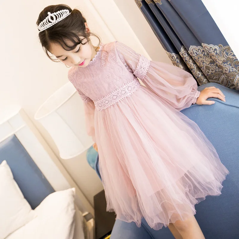

Summer Girl Dress 2019 Princess Dress Long Sleeve Lace Flower Girl Design Girl Clothes Party Dress 3-7Y