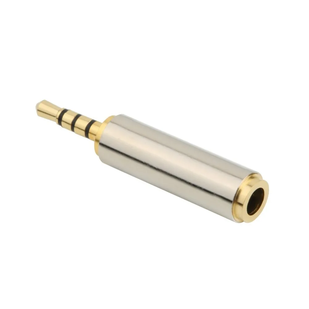 Gold 2.5mm Male to 3.5mm Female Stereo Audio Headphone Jack Adapter