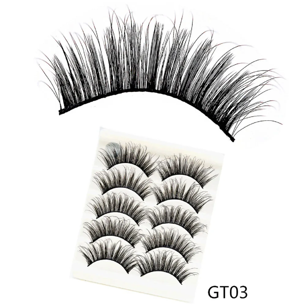 5 пар мягких смешанных стилей накладные ресницы 3D Искусственные норковые волосы длинные выпученные натуральные ресницы Пернатые расклешенные ресницы - Цвет: 3