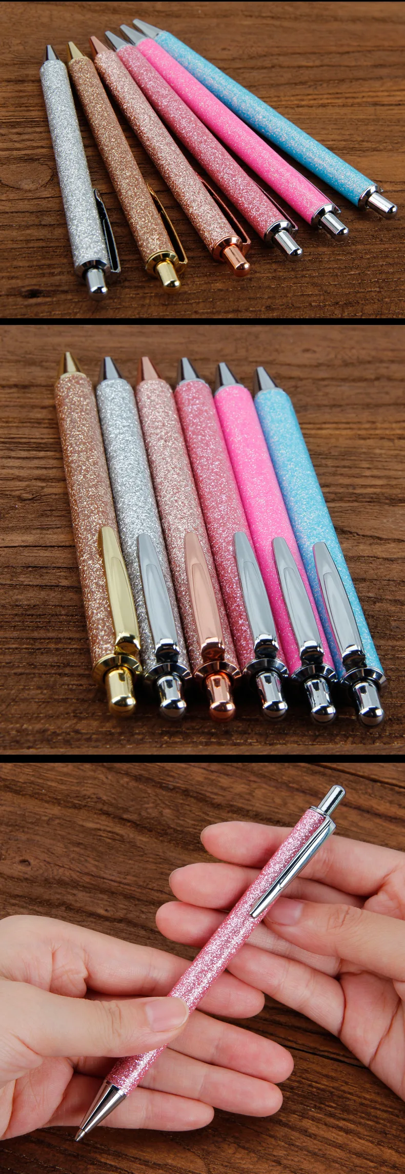 Металлическая ручка-кнопка, красивая Высококачественная блестящая раковина для пудры, шариковая ручка, креативный подарок, ручка для офиса, школы, канцелярские принадлежности