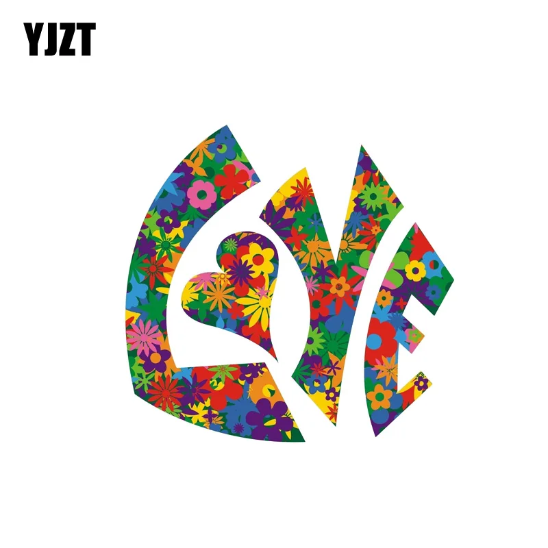 YJZT 12 см * 11 5 Love Flower Power Автомобильная наклейка светоотражающая забавная из ПВХ 12-1303