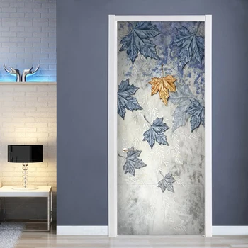 

Modern Simple Plant Leaf Murals Wallpaper Living Room Hotel Restaurant Door Sticker PVC Waterproof Photo Wall Paper 3D Stickers