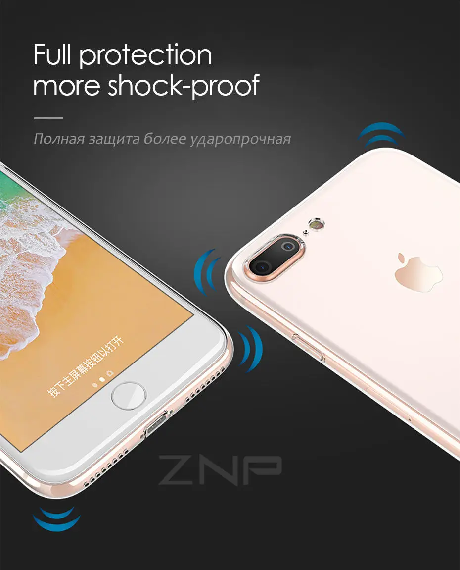 ZNP прозрачный ТПУ ультра тонкий мягкий чехол для телефона для iPhone 6 6s 7 8 Plus X Силиконовый чехол s для iPhone X 8 7 6 Plus 5 5S чехол