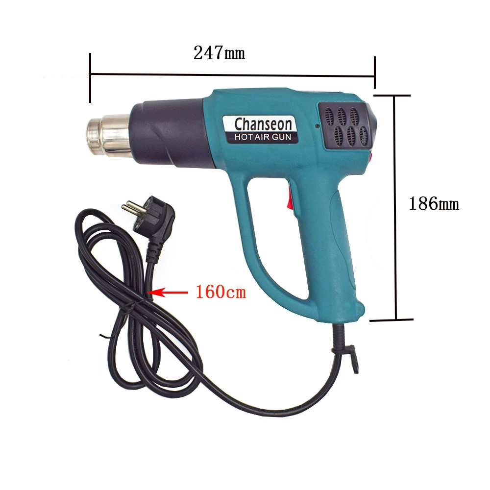 Пистолет термоусадочный промышленный 2000 Вт 220 В 5 шт. насадок|hot air|heat gun shrinklcd hot air |