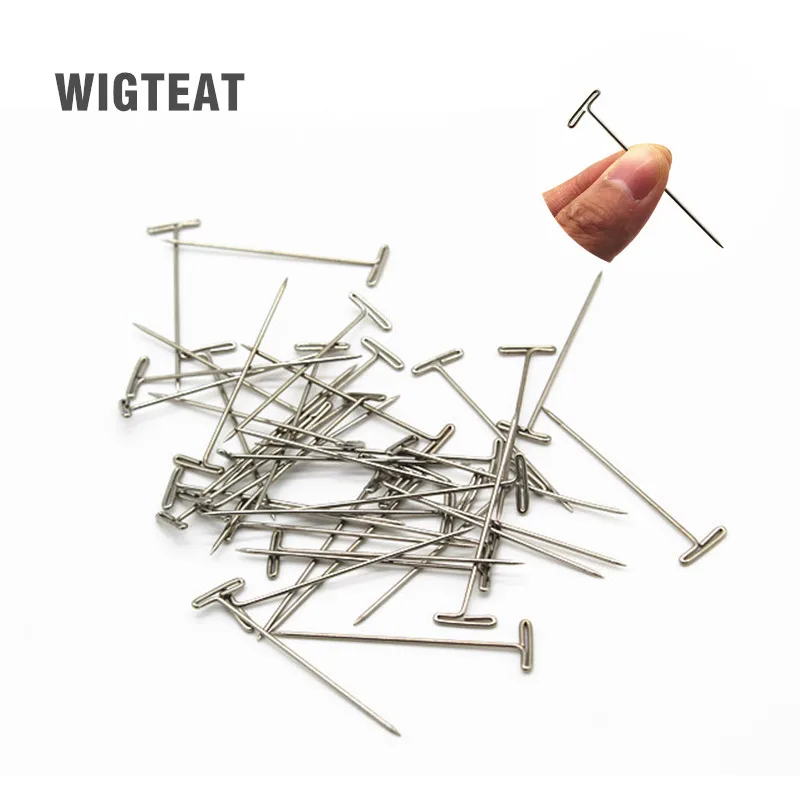 50pcs/box Wig T Pins for Holding Wigs Silver 53mm Long T pins Styling