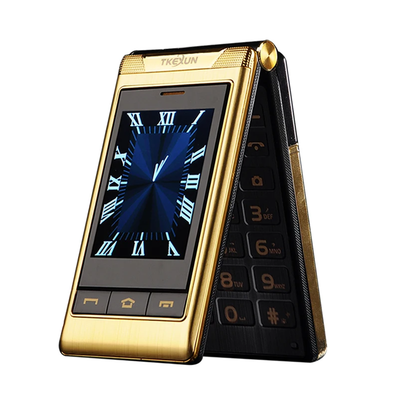 Big Button Touch Sceen Flip Phone English+Russian Keyboard Dual Screen