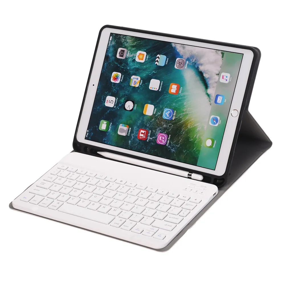 For iPad Pro 10.5 Slim Smart Folio Stand PU Leather Case Cover With Apple Pencil Holder+Detachable Wireless Bluetooth Keyboard