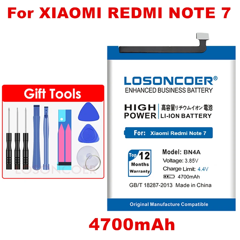 

LOSONCOER BN4A 4700mAh Batteries For Xiaomi Redmi Note7 Note 7 M1901F7C BN4A Phone Battery+Tracking Number