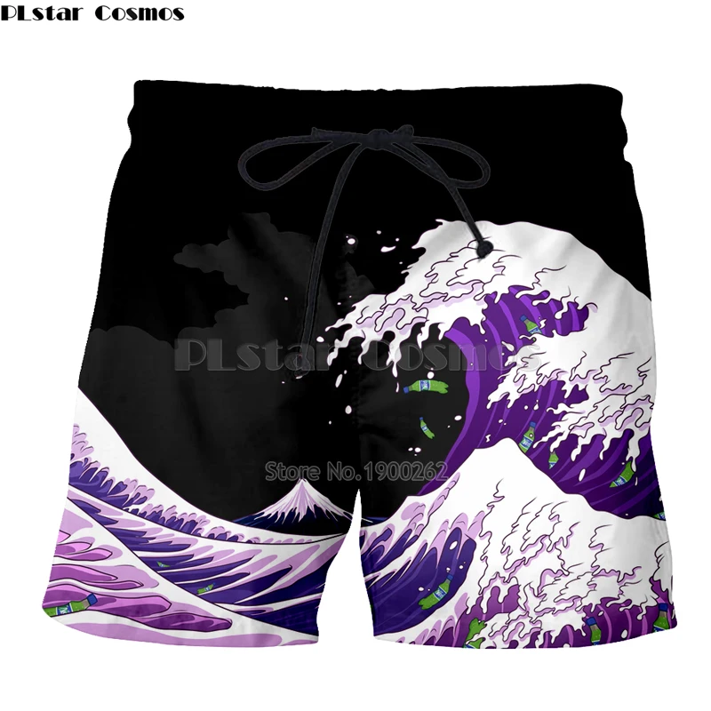 

PLstar Cosmos Brand clothing New style Mens Womens Shorts Waves Retro Style Print 3d Casual Cool shorts